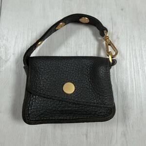 Hammitt Black Pebbled leather Bag Charm Coin Purse Gold